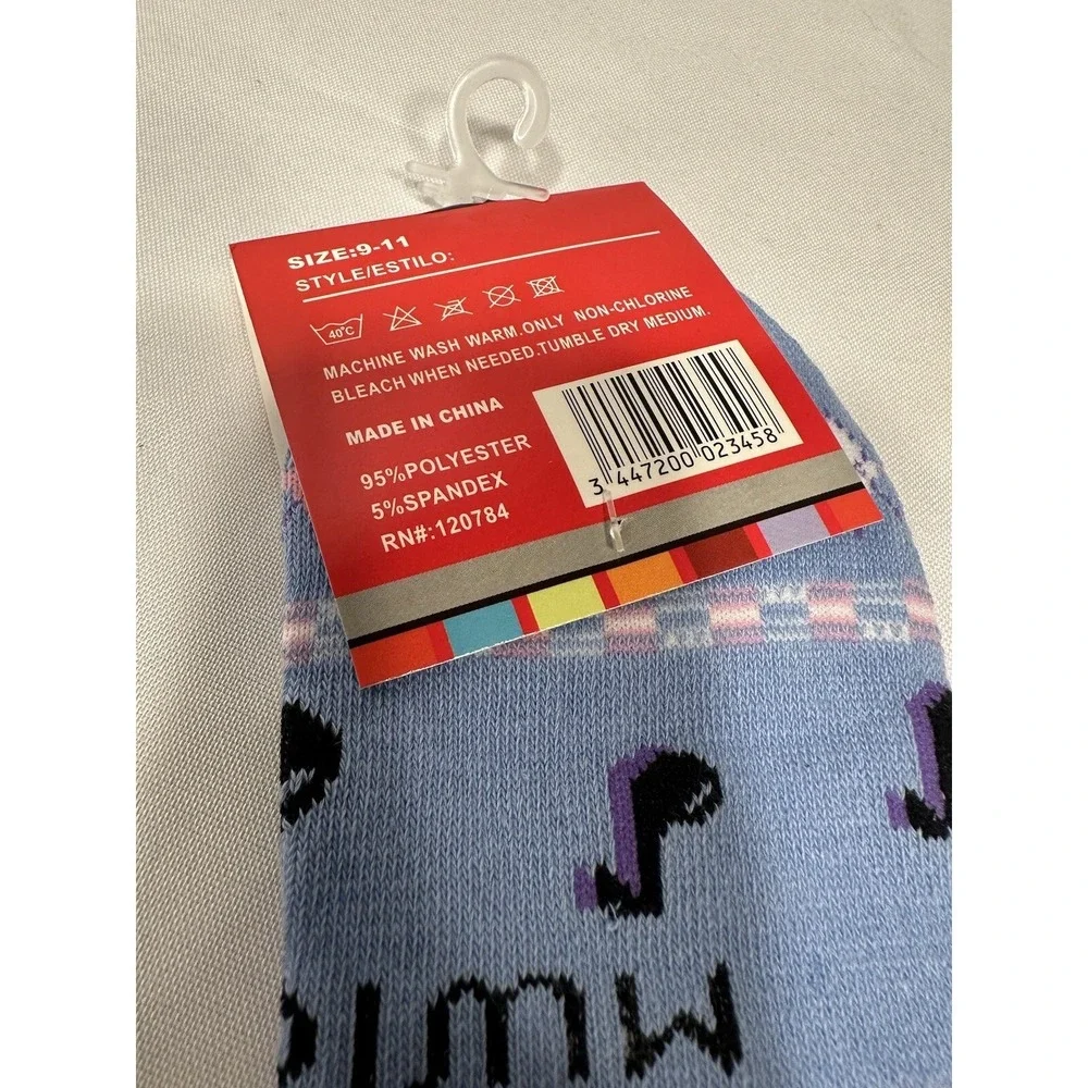 1 pair YELETE womens music knee high crew‎ socks size 9-11